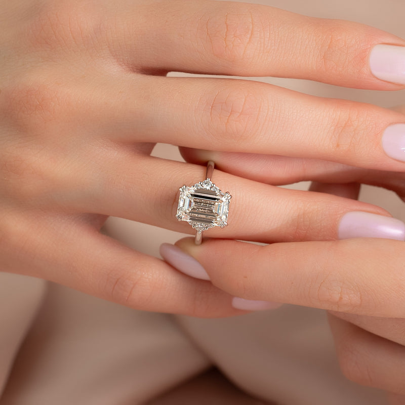 1.50 - 3.50 CT Emerald Cut CVD Diamond Cluster Engagement Ring