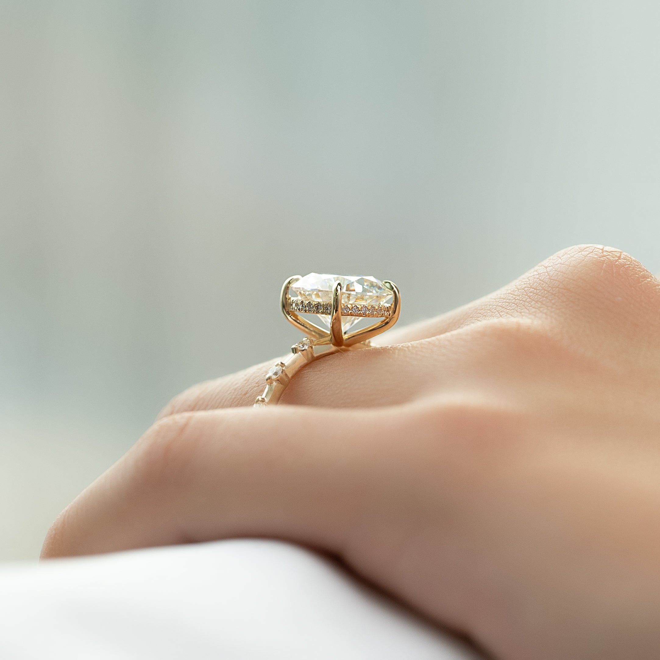 1.50 - 3.50 CT Round Cut CVD Diamond Hidden Halo & Pave Engagement Ring