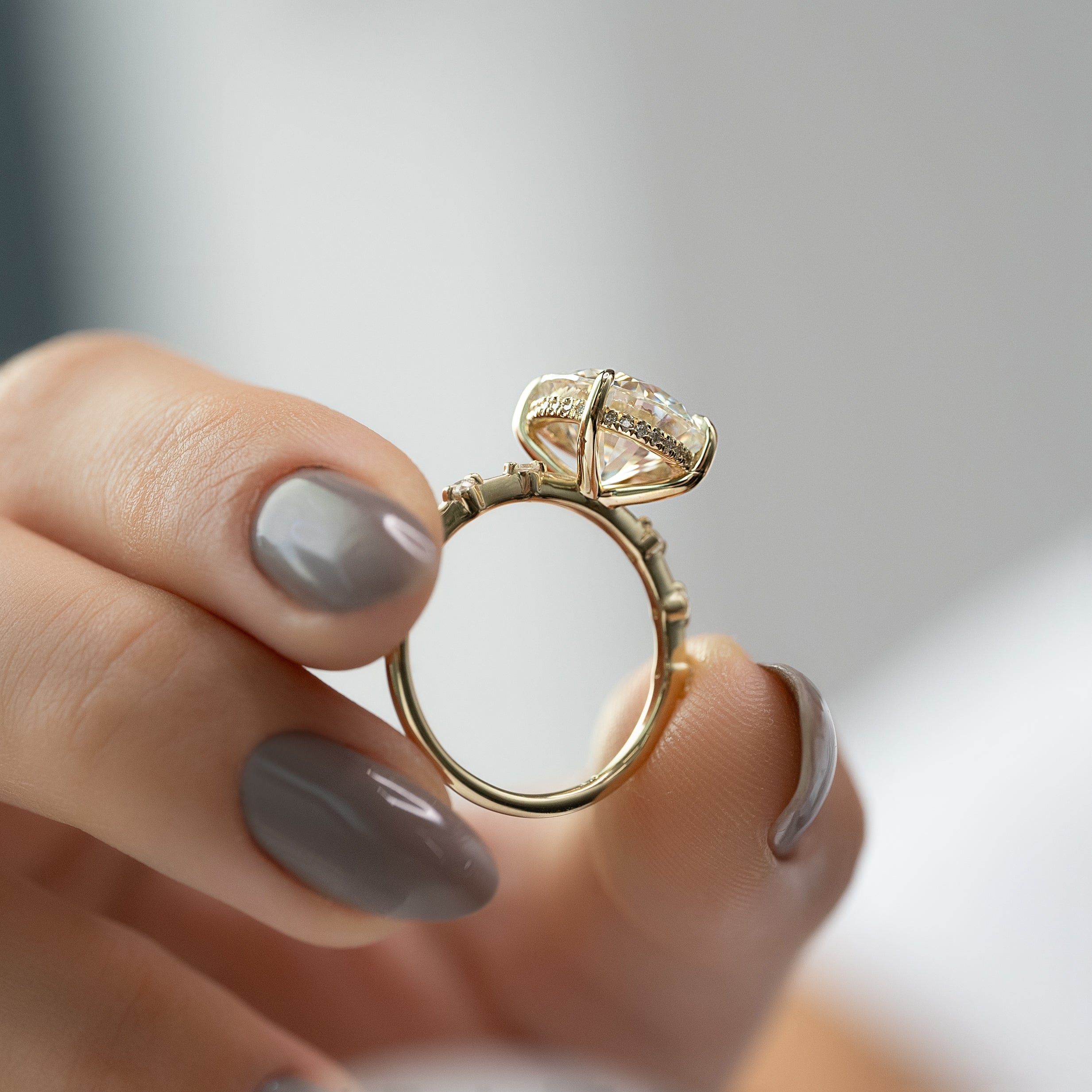 1.50 - 3.50 CT Round Cut CVD Diamond Hidden Halo & Pave Engagement Ring