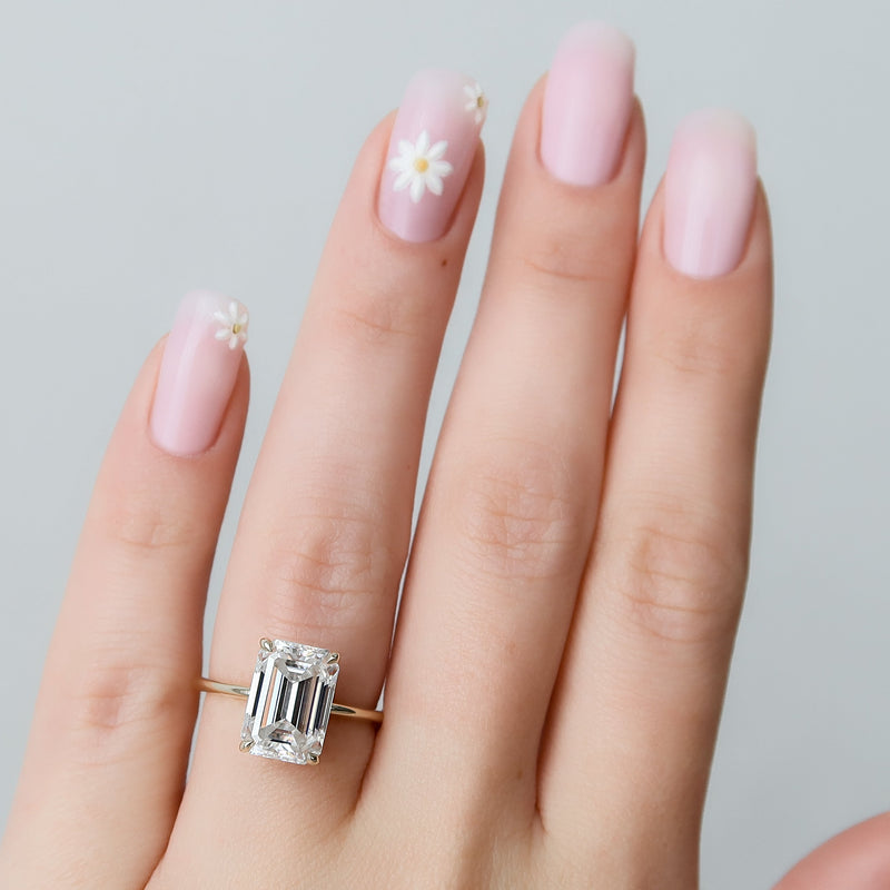 2.0 - 4.0 CT Emerald Cut CVD Diamond Hidden Halo Engagement Ring