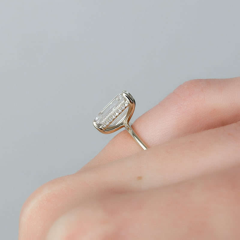 2.0 - 4.0 CT Emerald Cut CVD Diamond Hidden Halo Engagement Ring