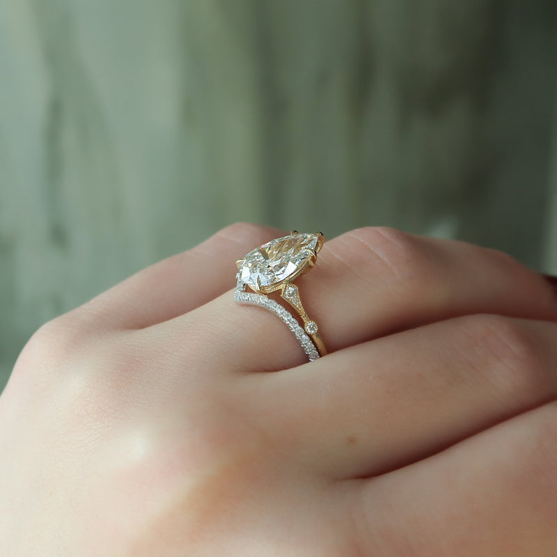 1.0 - 3.0  CT Pear Cut CVD Diamond Vintage Engagement Ring