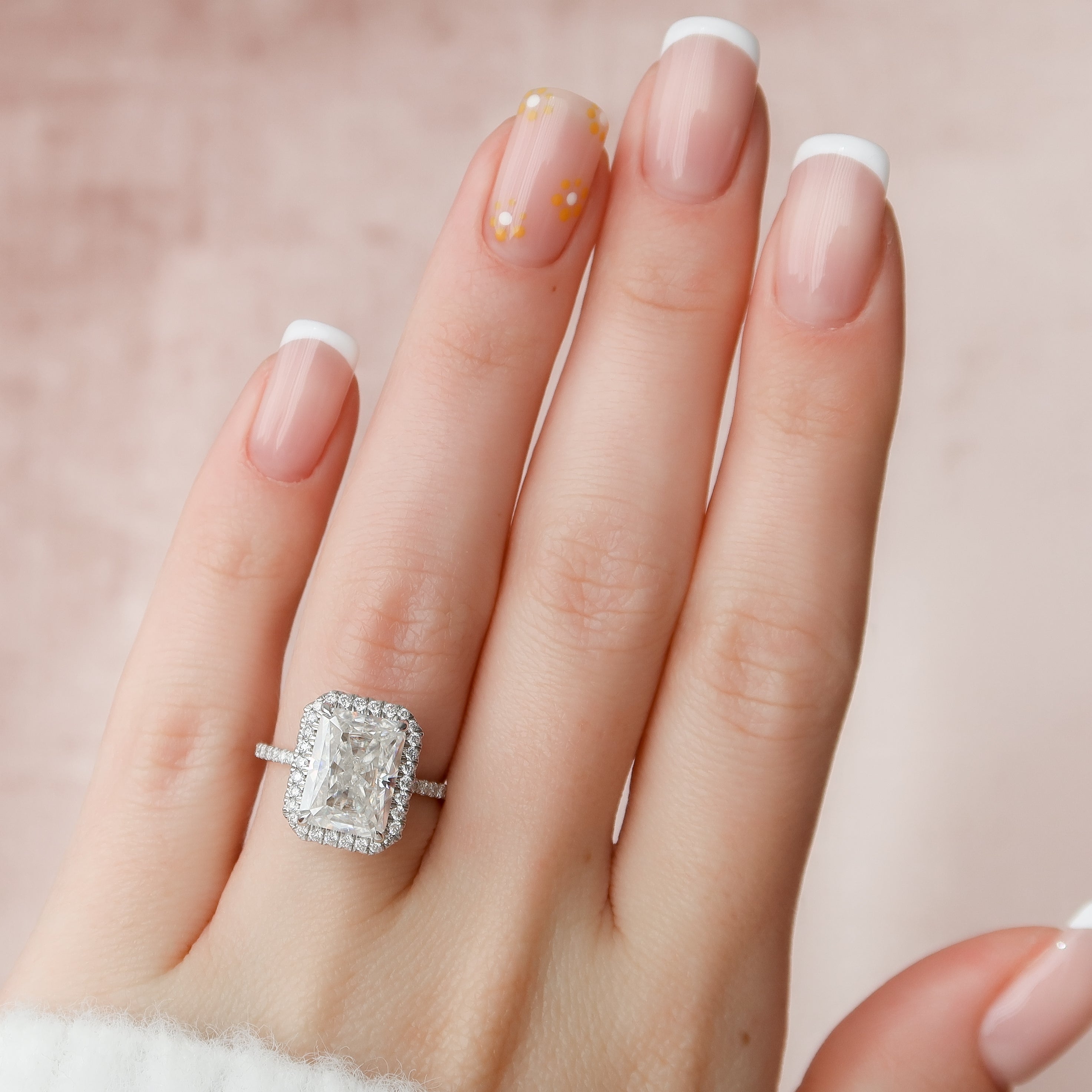 2.0 - 4.0  CT Radiant Cut CVD Diamond Halo Pave Engagement Ring