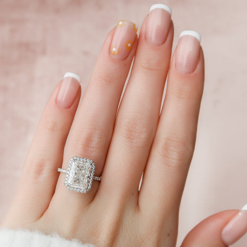 2.0 - 4.0  CT Radiant Cut CVD Diamond Halo Pave Engagement Ring