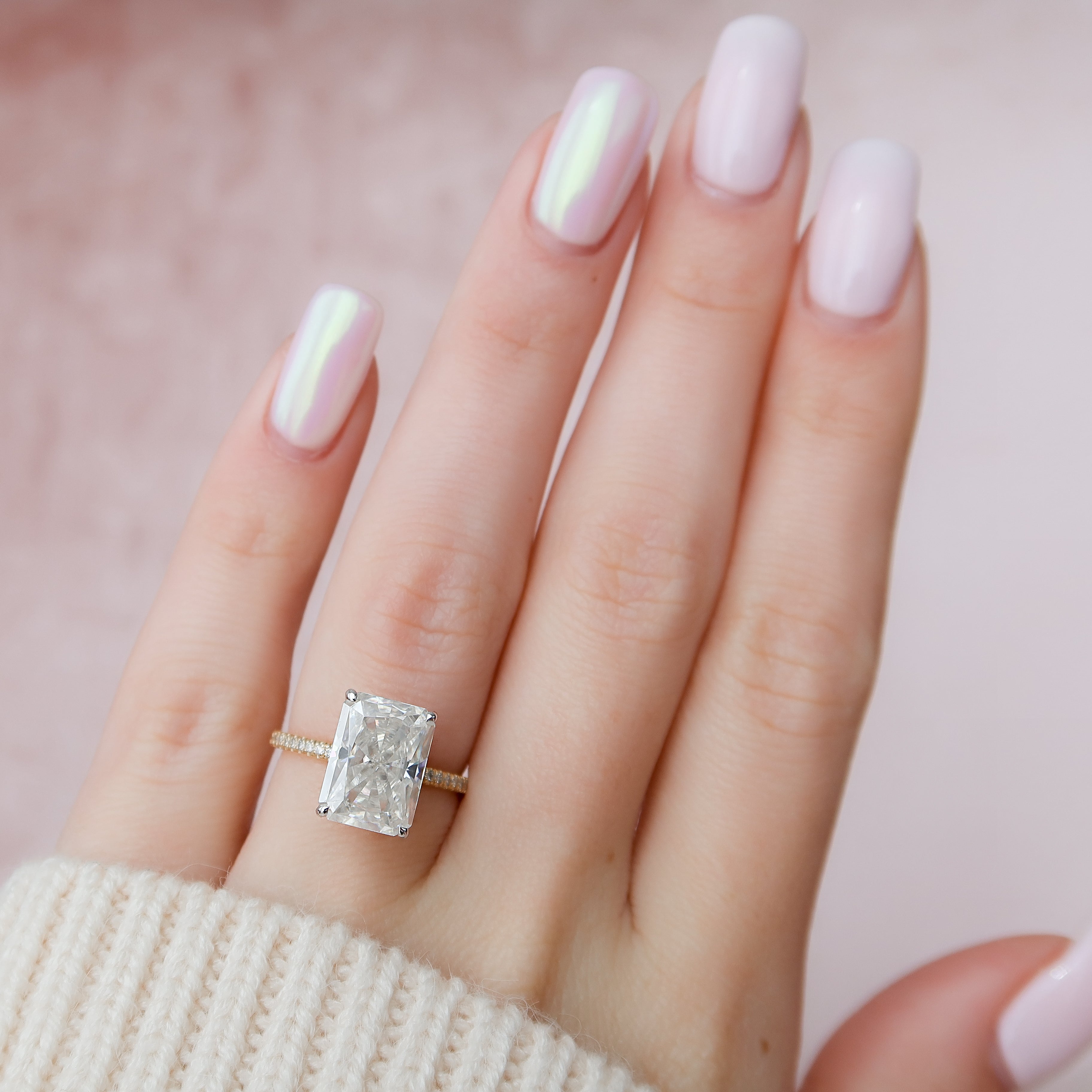 2.0 - 4.0  CT Radiant Cut CVD Diamond Hidden Halo & Pave Engagement Ring