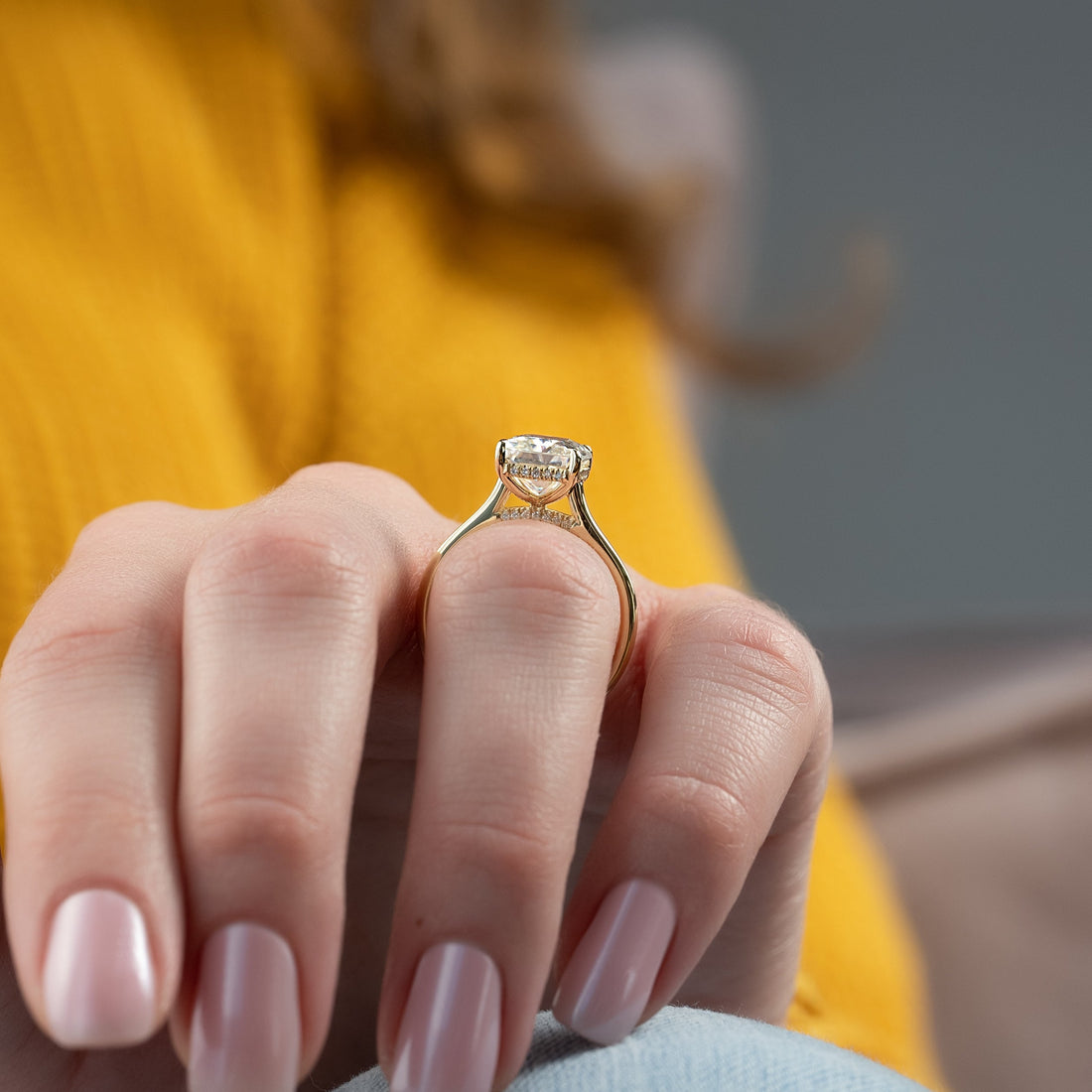 2.0 - 4.0  CT Radiant Cut CVD Diamond Hidden Halo Engagement Ring