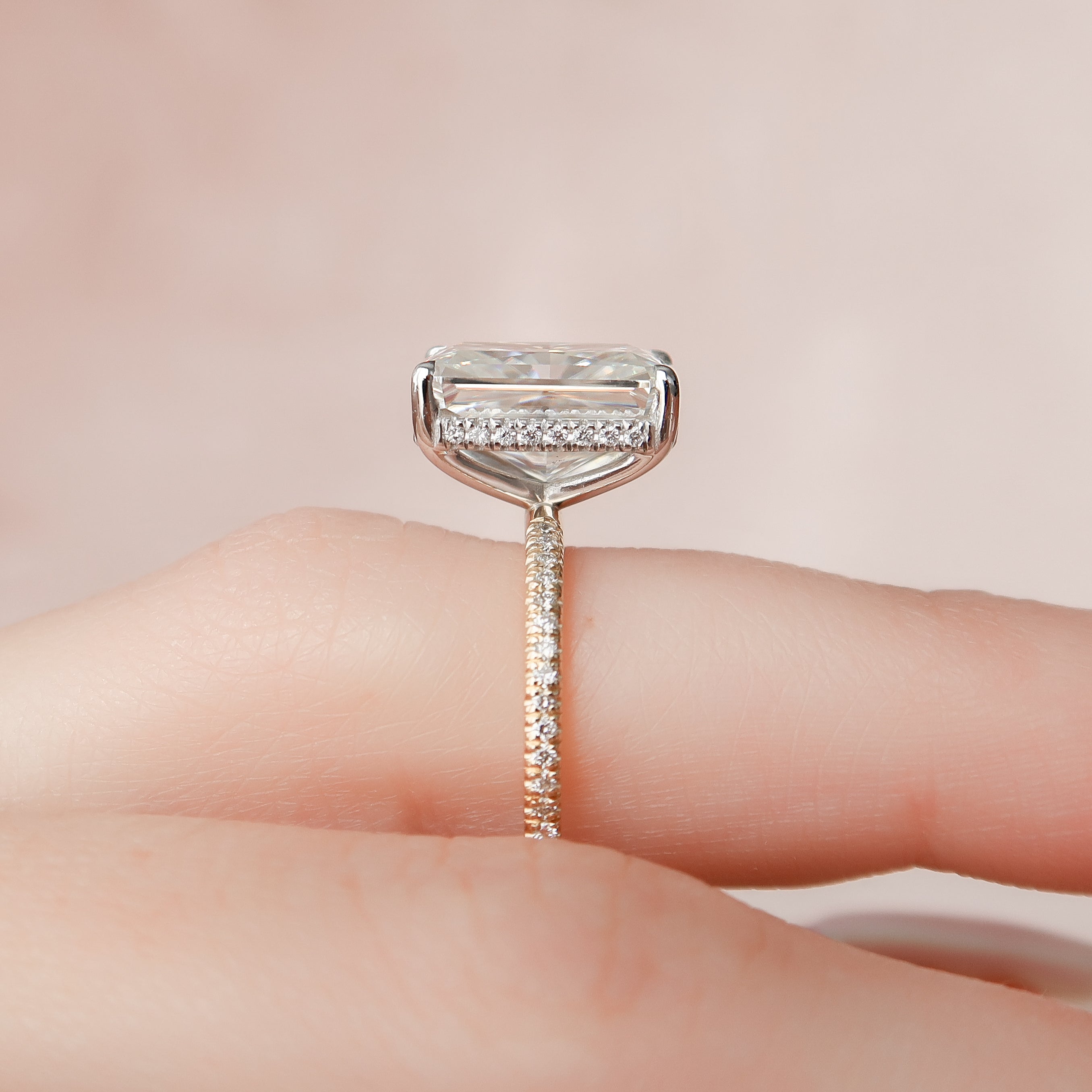 2.0 - 4.0  CT Radiant Cut CVD Diamond Hidden Halo & Pave Engagement Ring