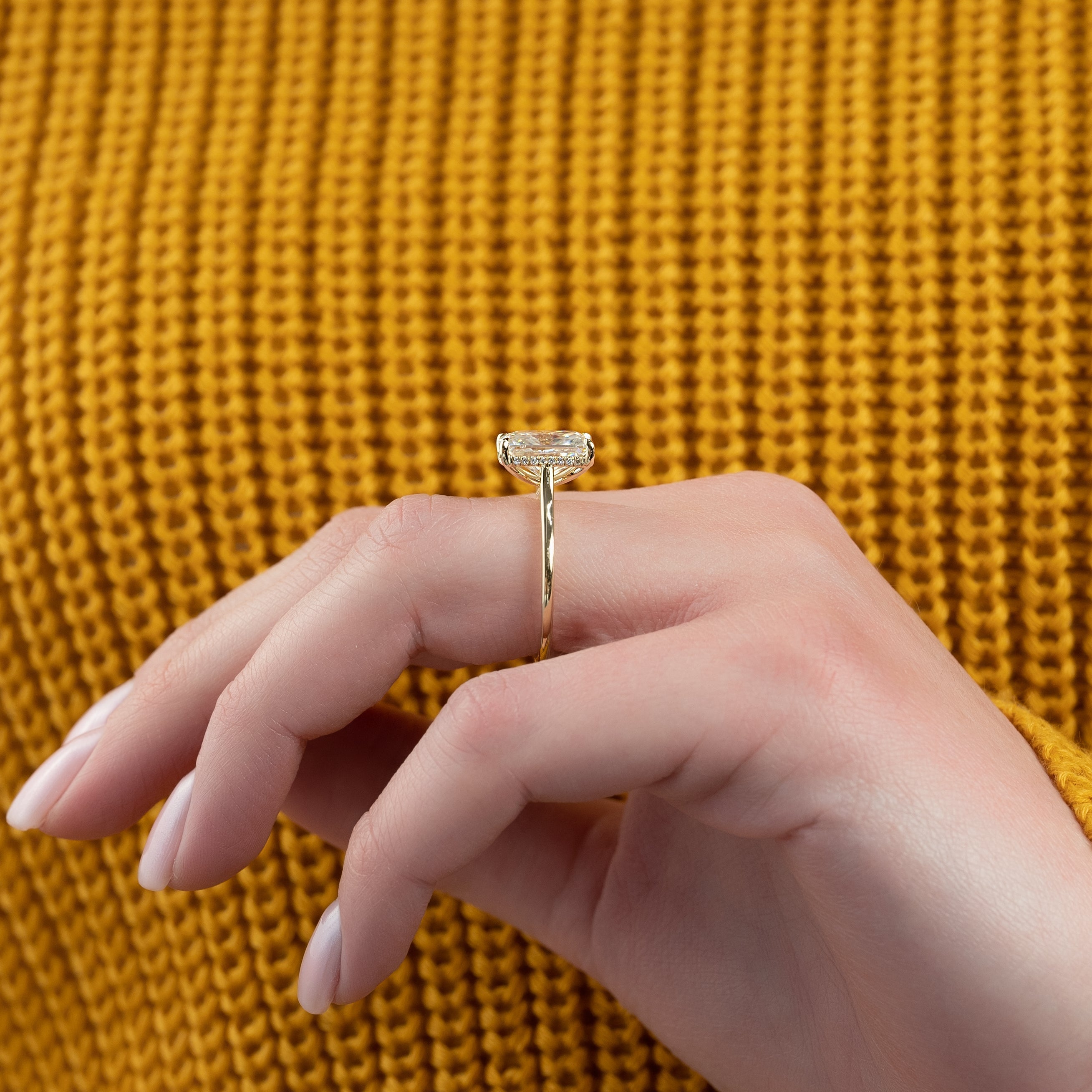 2.0 - 4.0  CT Radiant Cut CVD Diamond Hidden Halo Engagement Ring