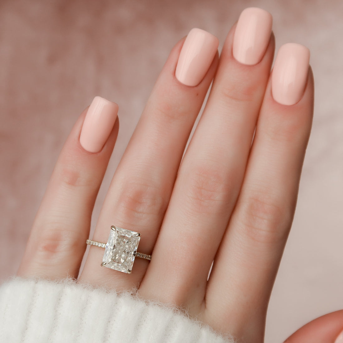 2.0 - 4.0  CT Radiant Cut CVD Diamond Hidden Halo & Pave Engagement Ring