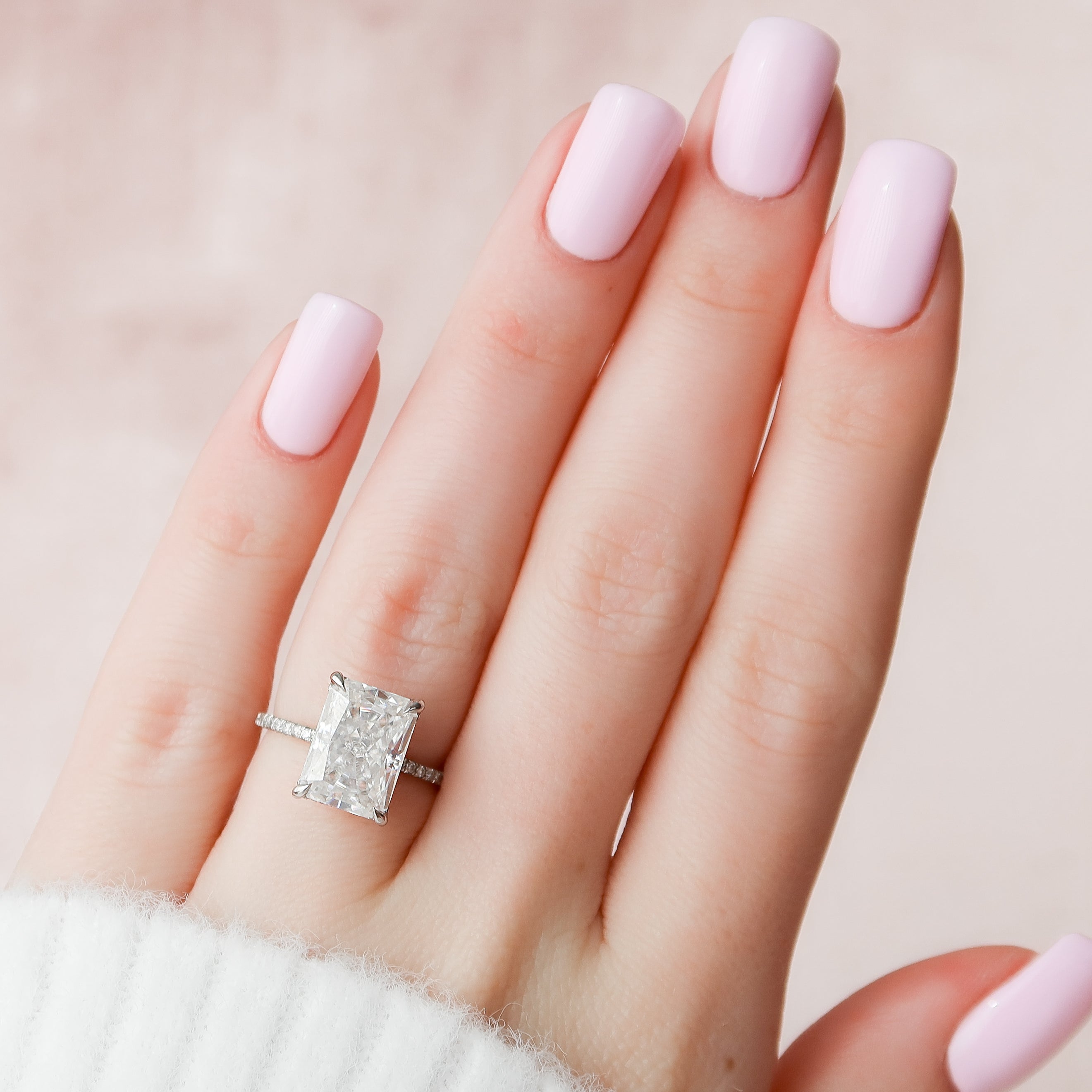 2.0 - 4.0  CT Radiant Cut CVD Diamond Hidden Halo & Pave Engagement Ring