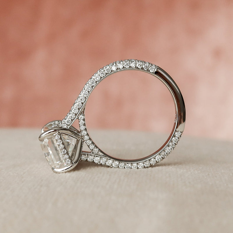 2.0 - 4.0  CT Radiant Cut CVD Diamond Hidden Halo & Pave Engagement Ring