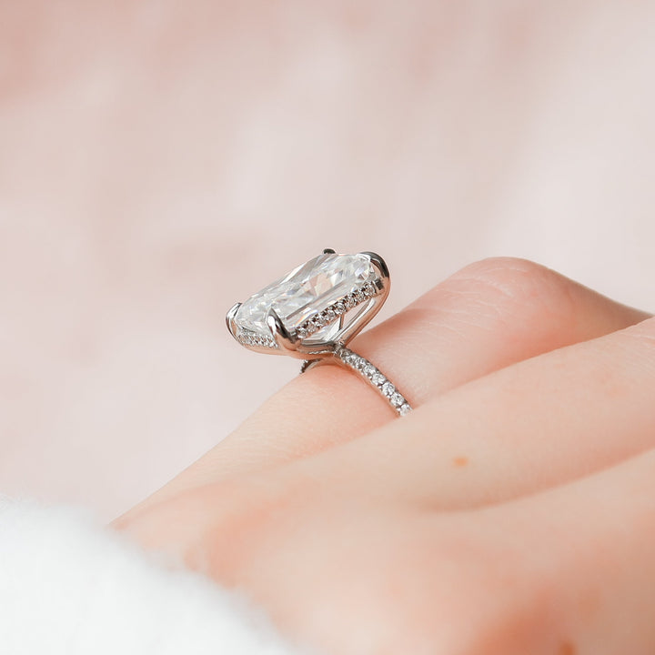 2.0 - 4.0  CT Radiant Cut CVD Diamond Hidden Halo & Pave Engagement Ring