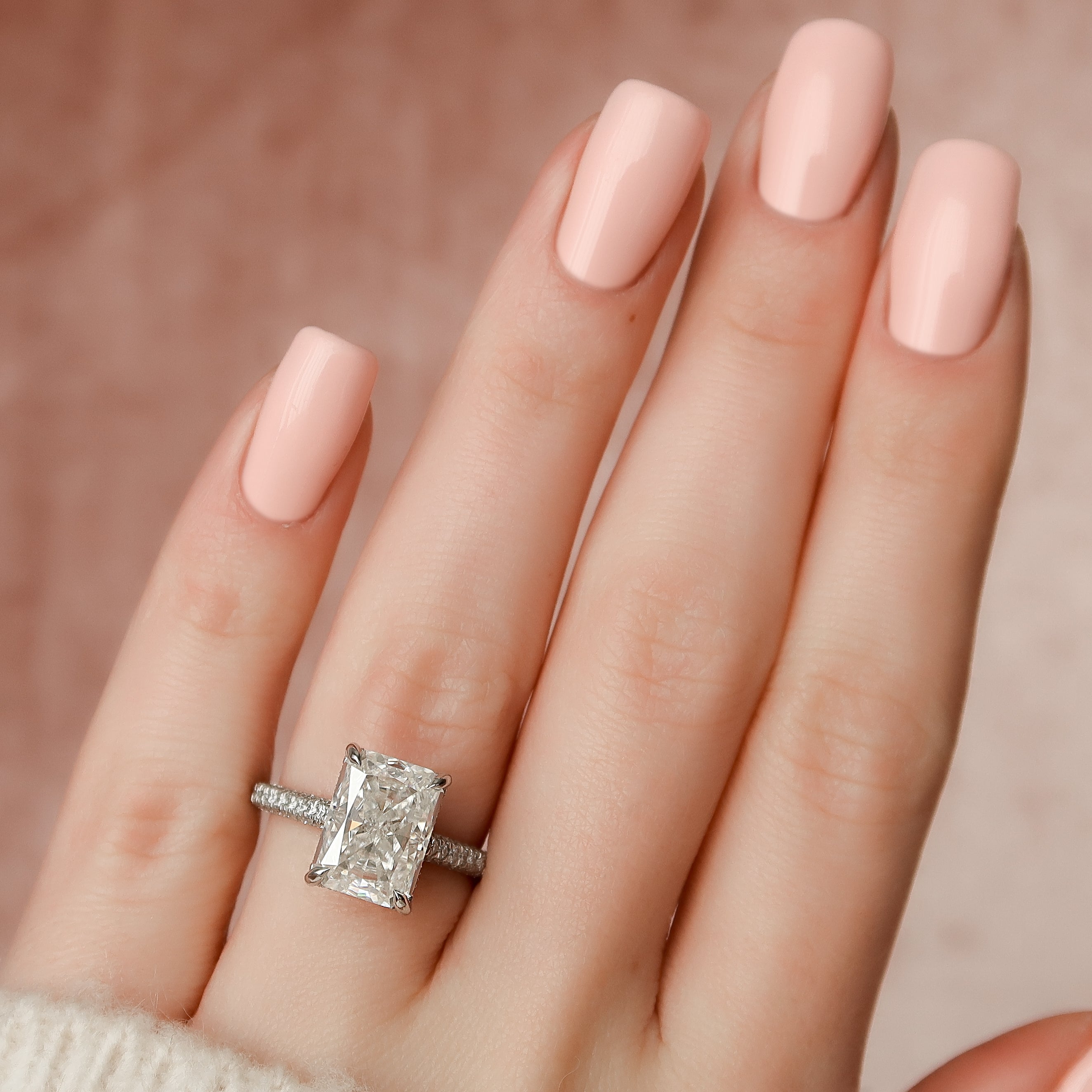 2.0 - 4.0  CT Radiant Cut CVD Diamond Hidden Halo & Pave Engagement Ring