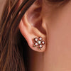2.90CT Round Garnet Diamond January Birthstone Flower Studs