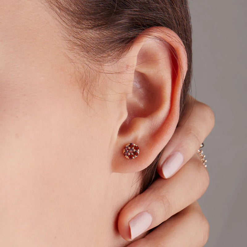 1.75CT Round Garnet Diamond January Birthstone Studs Earrings