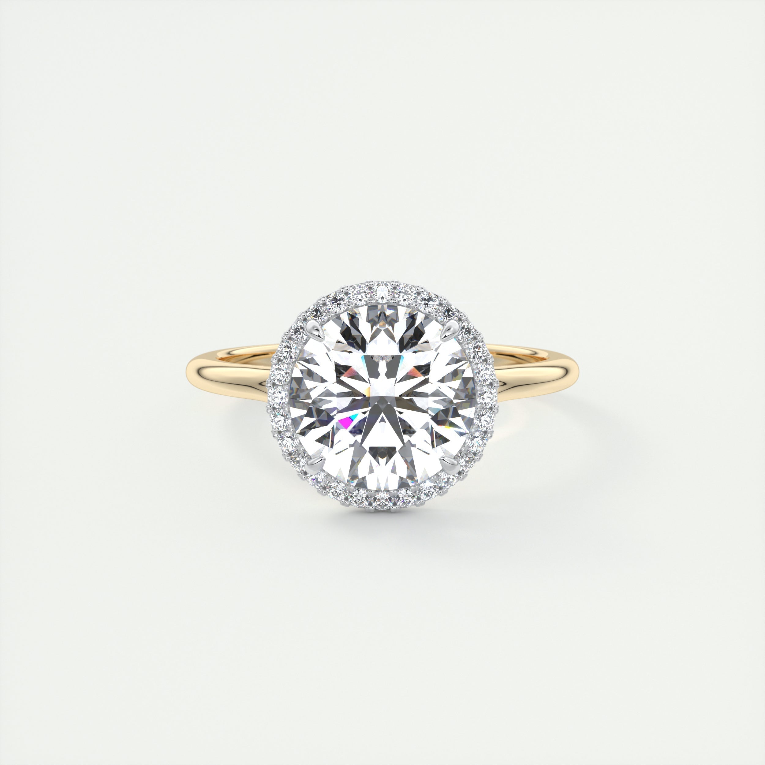 2CT Round Cut Moissanite Halo Engagement Ring