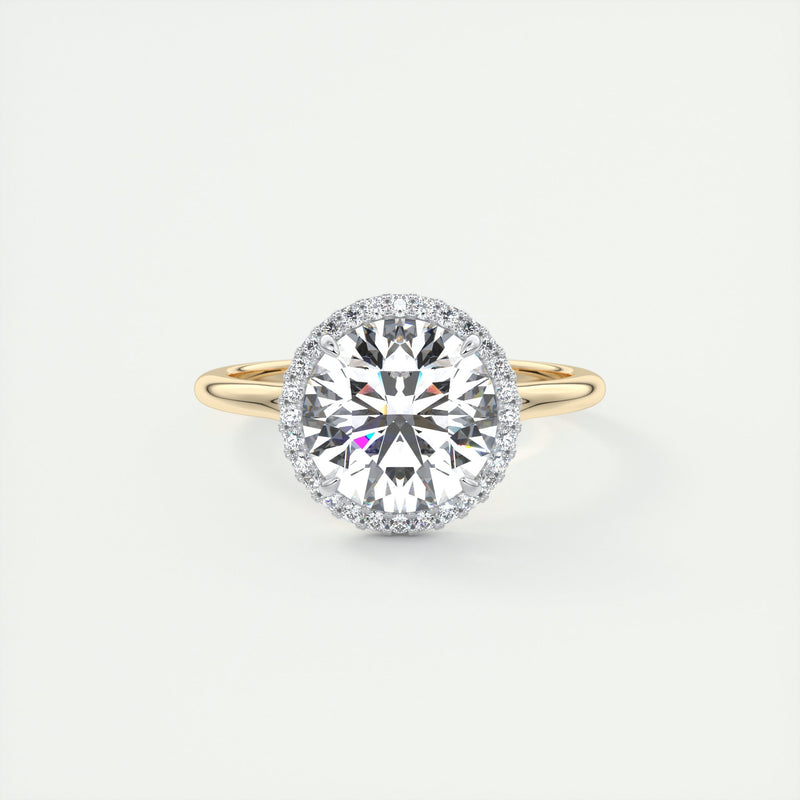 2CT Round Cut Moissanite Halo Engagement Ring