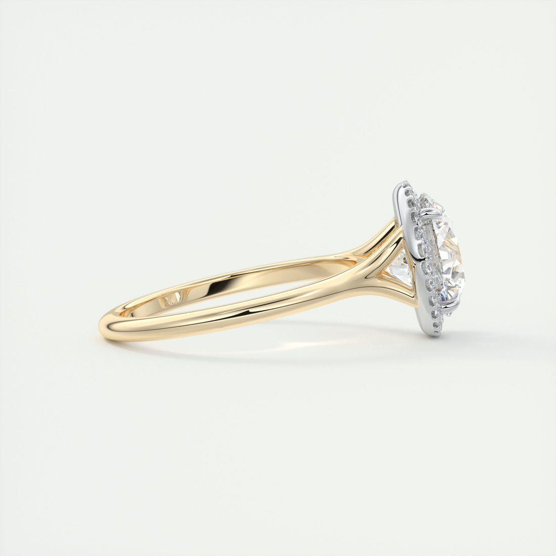 2CT Round Cut Moissanite Halo Engagement Ring