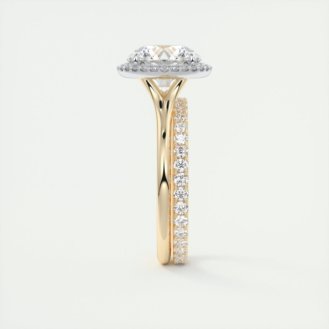 2CT Round Cut Moissanite Halo Engagement Ring