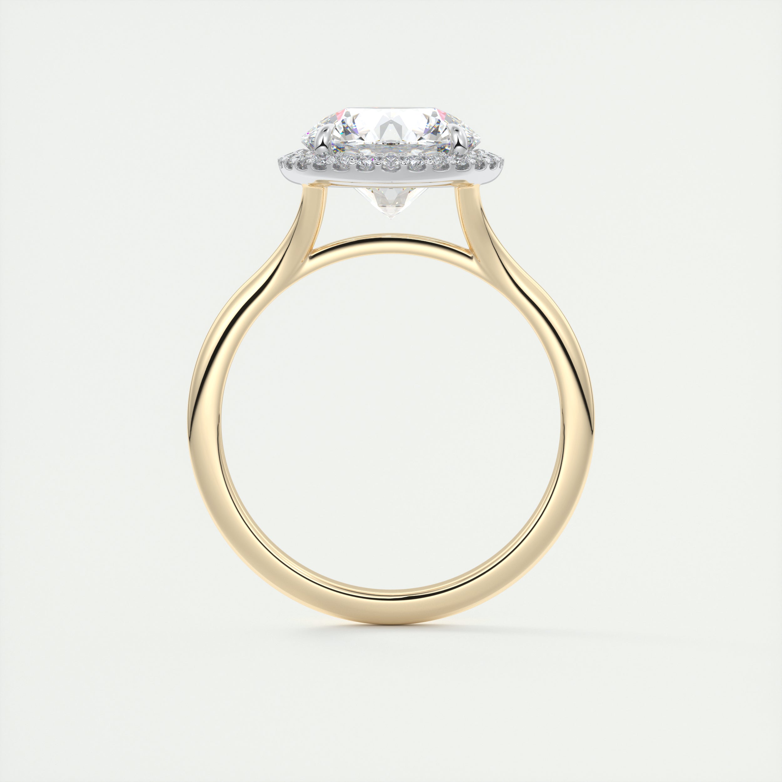 2CT Round Cut Moissanite Halo Engagement Ring