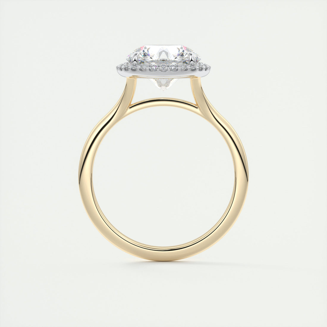2CT Round Cut Moissanite Halo Engagement Ring