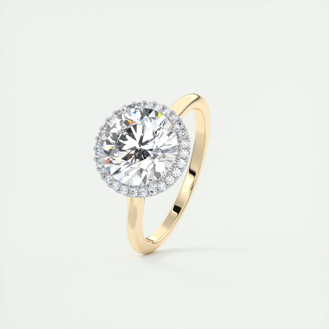 2CT Round Cut Moissanite Halo Engagement Ring