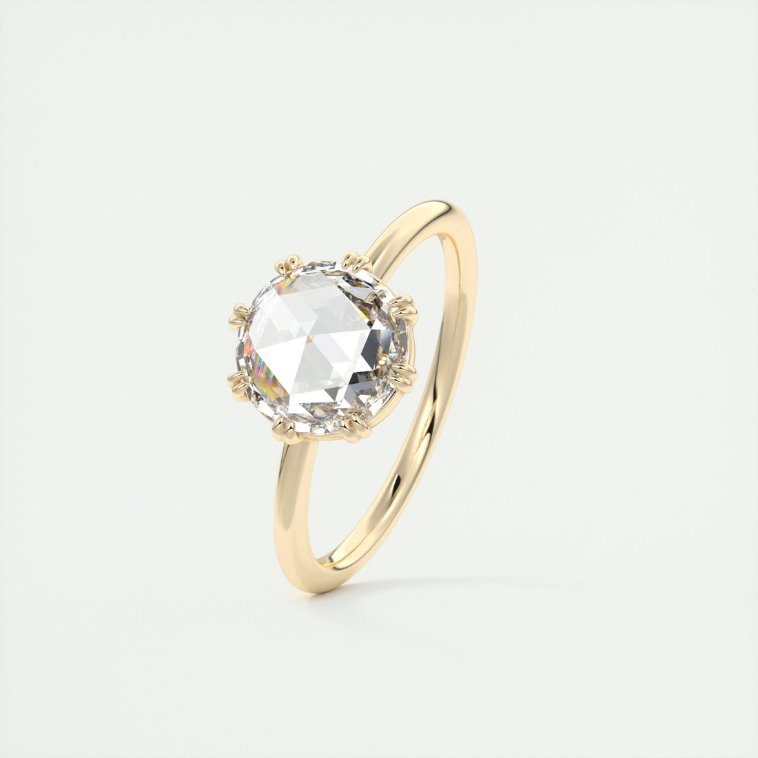 2CT Round Cut Moissanite Solitaire Double Prong Engagement Ring