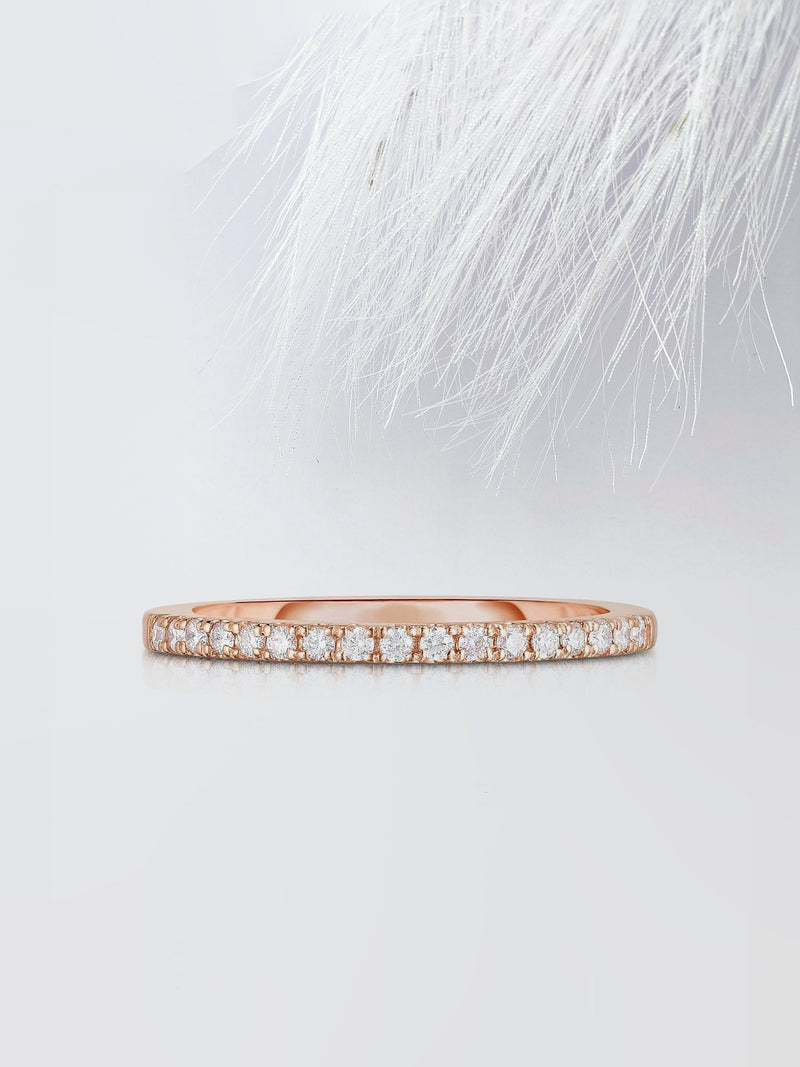 1.30mm Round Cut Moissanite Half Eternity Diamond Wedding Band