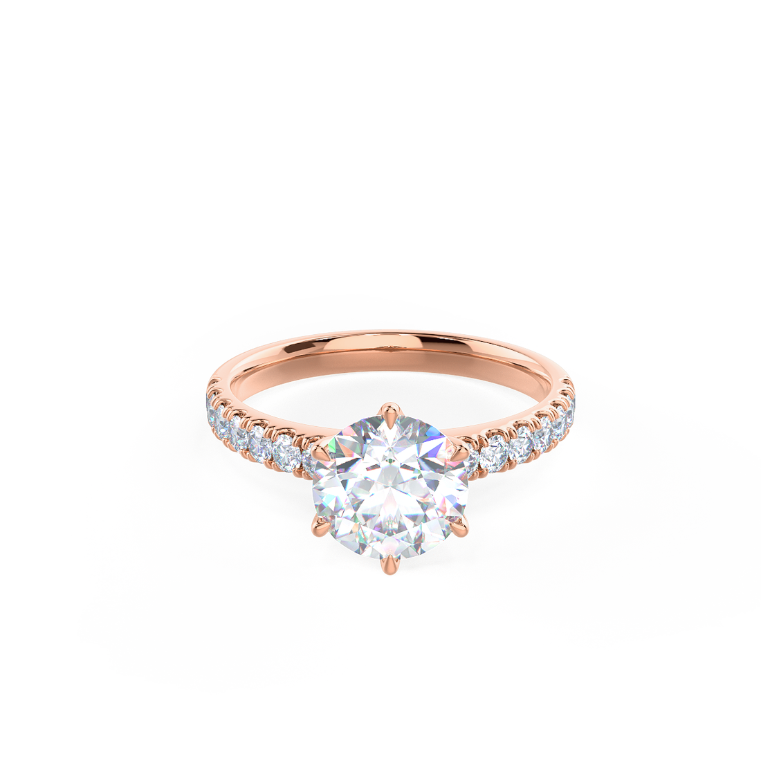 2.0CT Round Moissanite Solitaire Pave Setting Engagement Ring