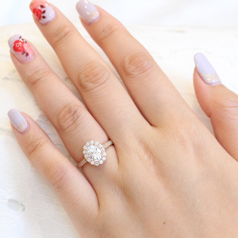 1.50CT Oval Cut Moissanite Halo Style Engagement Ring