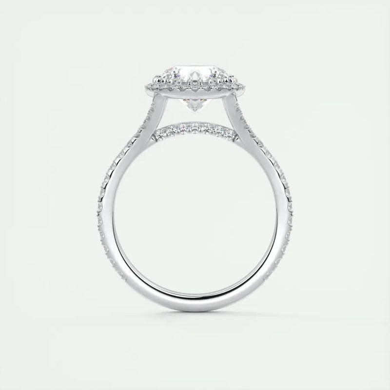 3.05 Ct Round Halo Cathedral Moissanite Diamond Engagement Ring