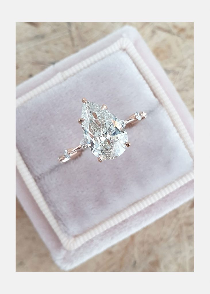 2.70ct Pear Moissanite Solitaire Dainty Style Engagement Ring