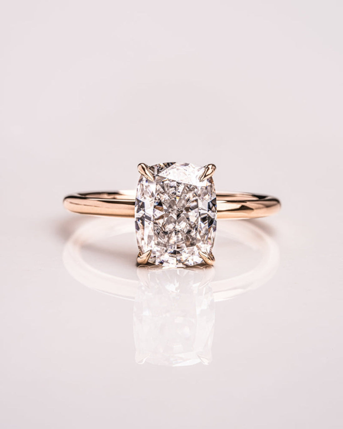 1.15 - 3.15 CT Cushion  CVD Diamond Solitaire Engagement Ring