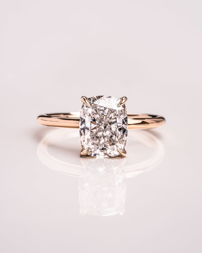 1.15 - 3.15 CT Cushion  CVD Diamond Solitaire Engagement Ring