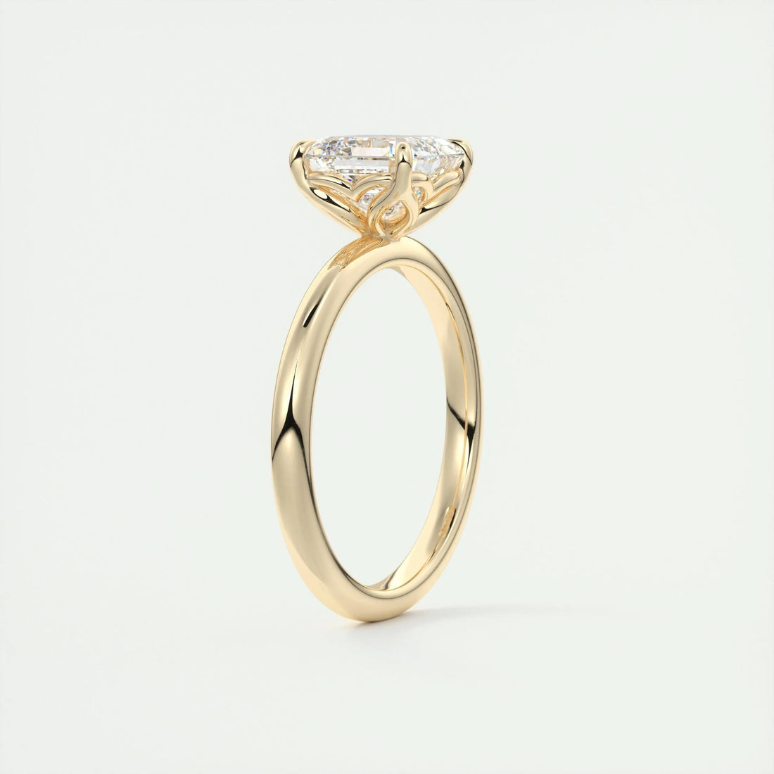 2.0 Ct Asscher Solitaire Moissanite Diamond Engagement Ring
