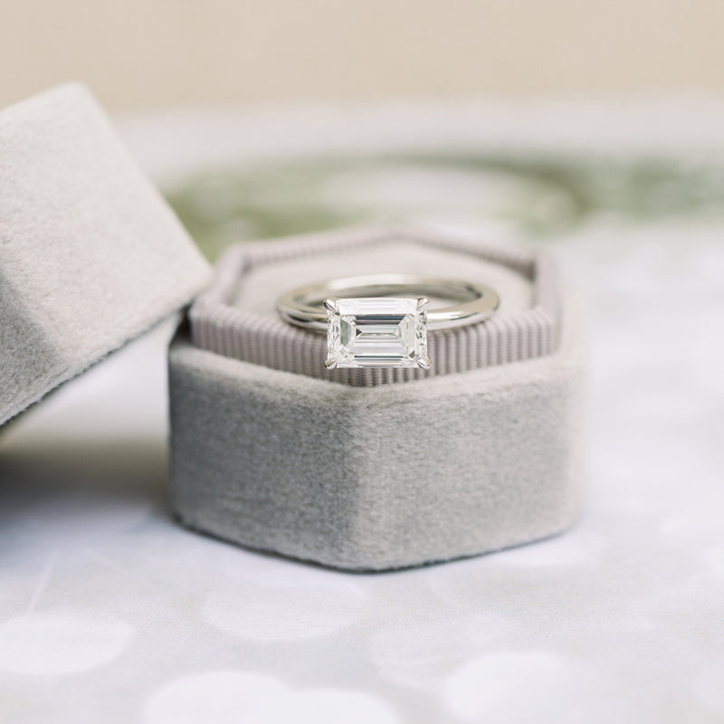 1.75ct East-West Emerald Cut Moissanite Solitaire Engagement Ring