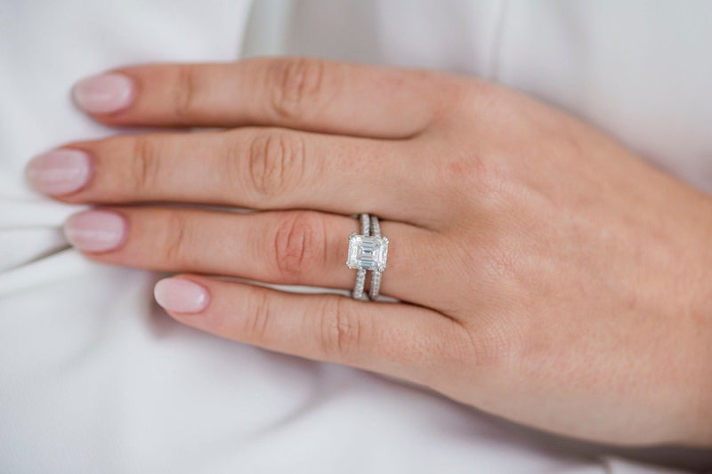 2.30CT Ascher Moissanite Hidden Halo Triple Pave Setting Engagement Ring