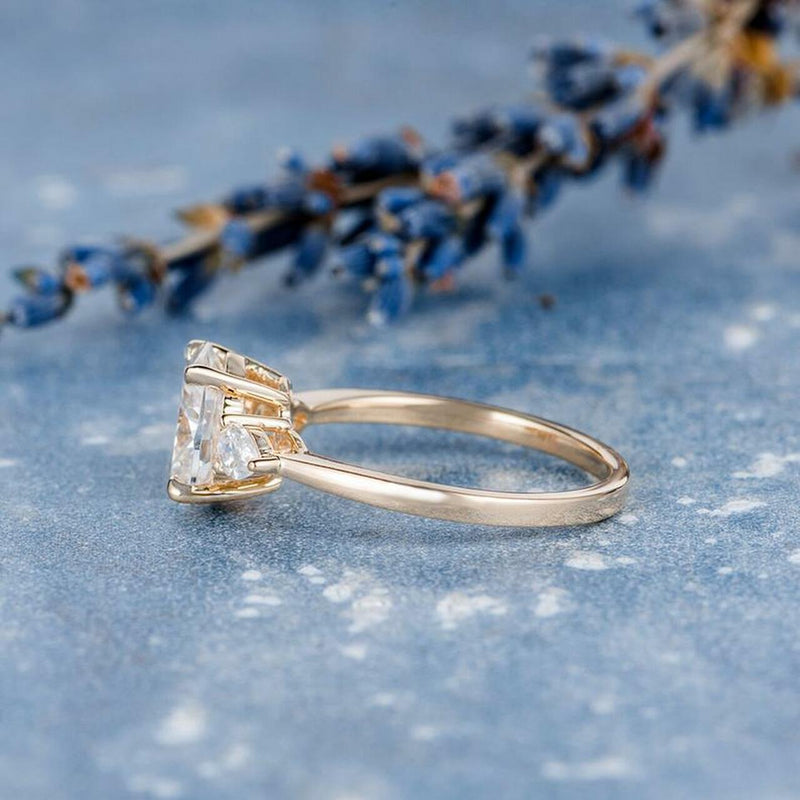 1.50CT Oval Cut Three Stone Moissanite Engagement Ring