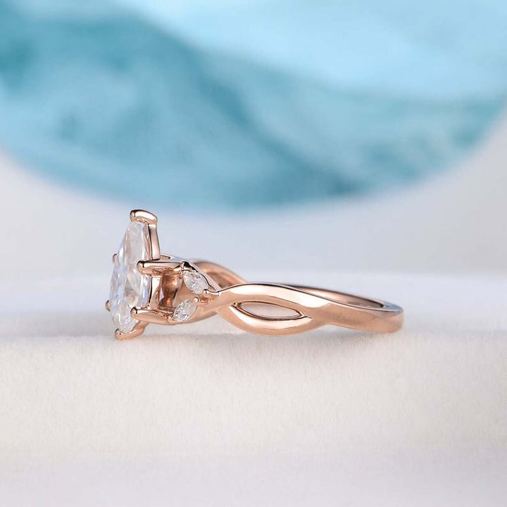 1.33CT Pear Cut Split Shank Moissanite Engagement Ring