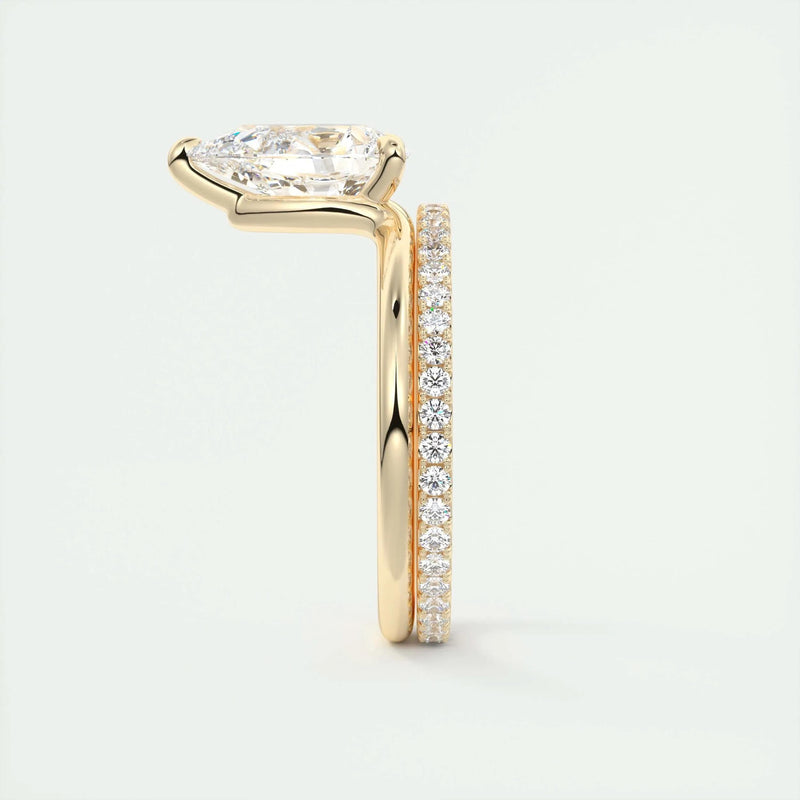 2.0 Ct Pear Cantilever Solitaire Moissanite Diamond Engagement Ring