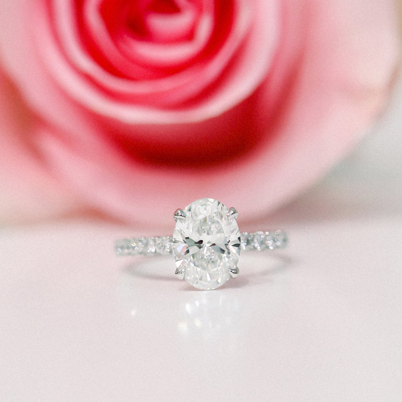 1.75CT Oval Cut Moissanite Pave Setting Engagement Ring