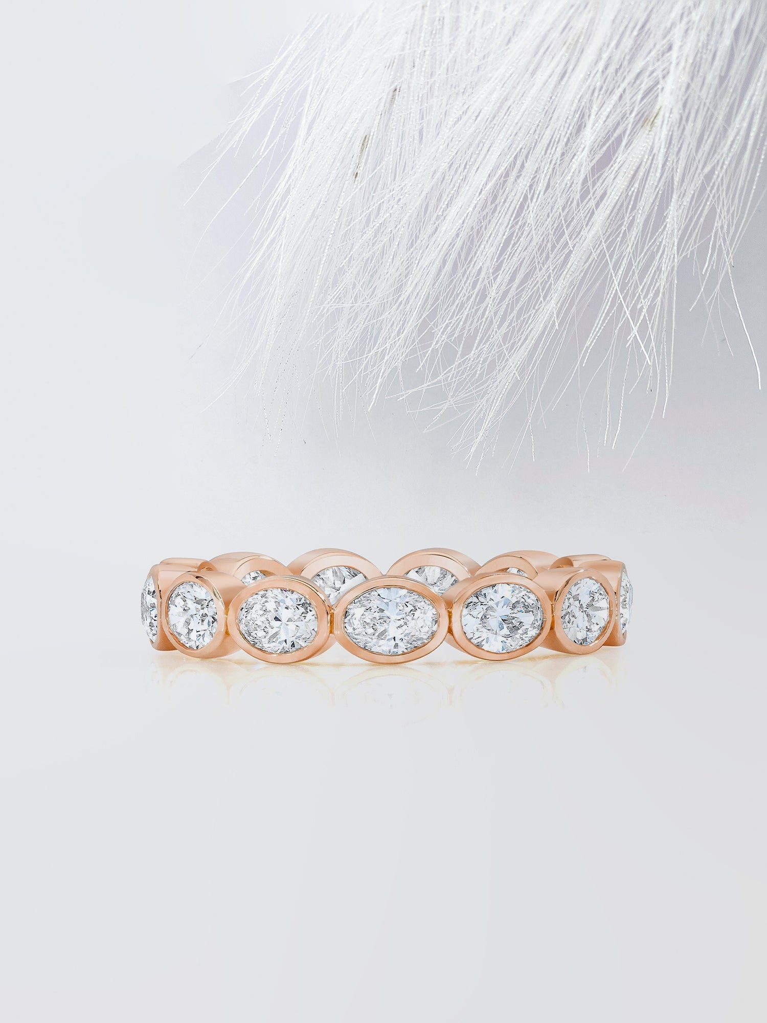 Bezel Set Oval Cut Moissanite Eternity Diamond Wedding Band