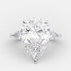 4.0ct Pear Cut Moissanite 3 Stones Engagement Ring