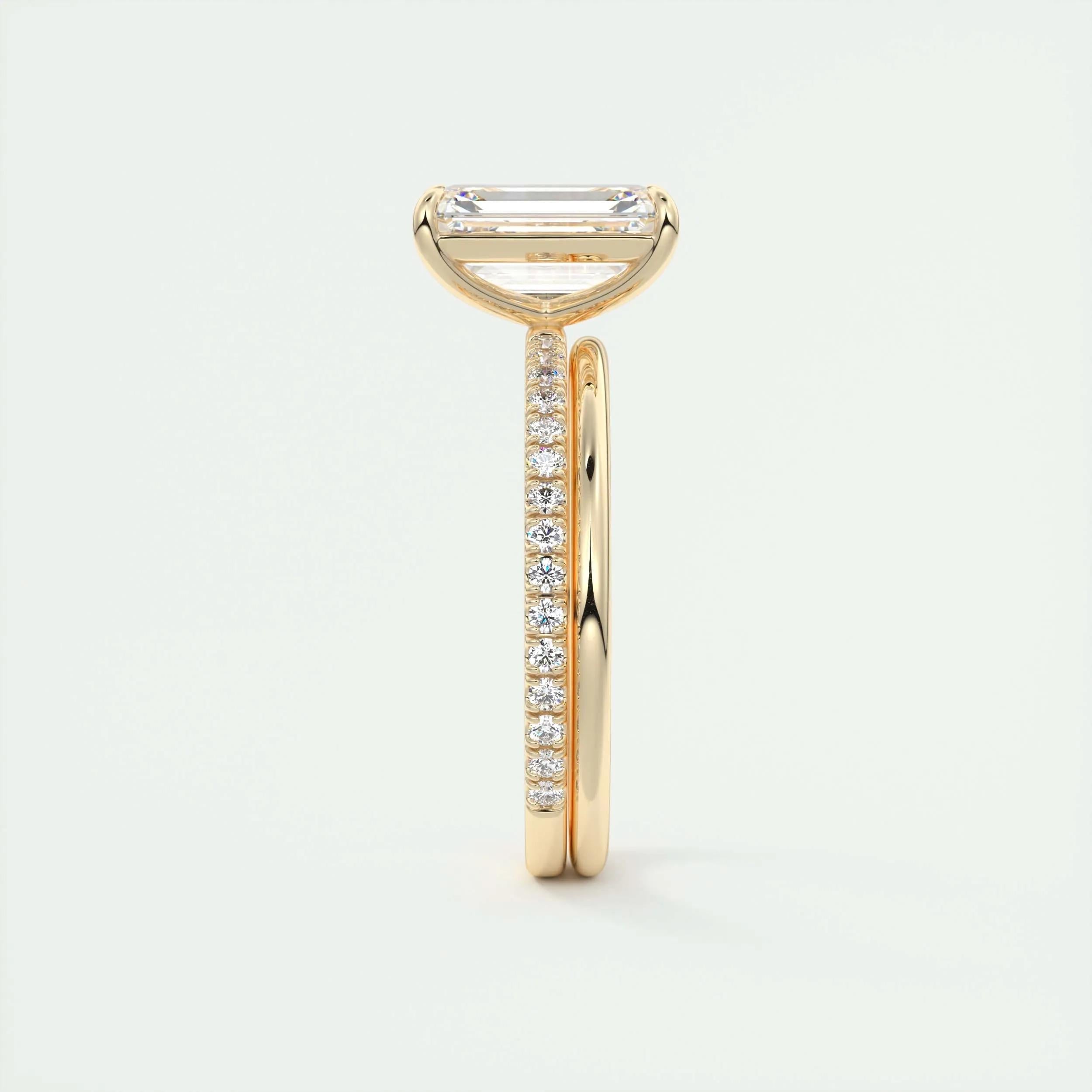 2.0 Ct Emerald Pavé Hidden Halo Moissanite Diamond Engagement Ring