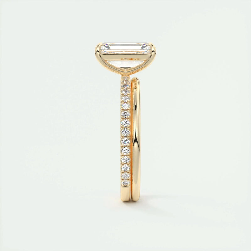 2.0 Ct Emerald Pavé Hidden Halo Moissanite Diamond Engagement Ring