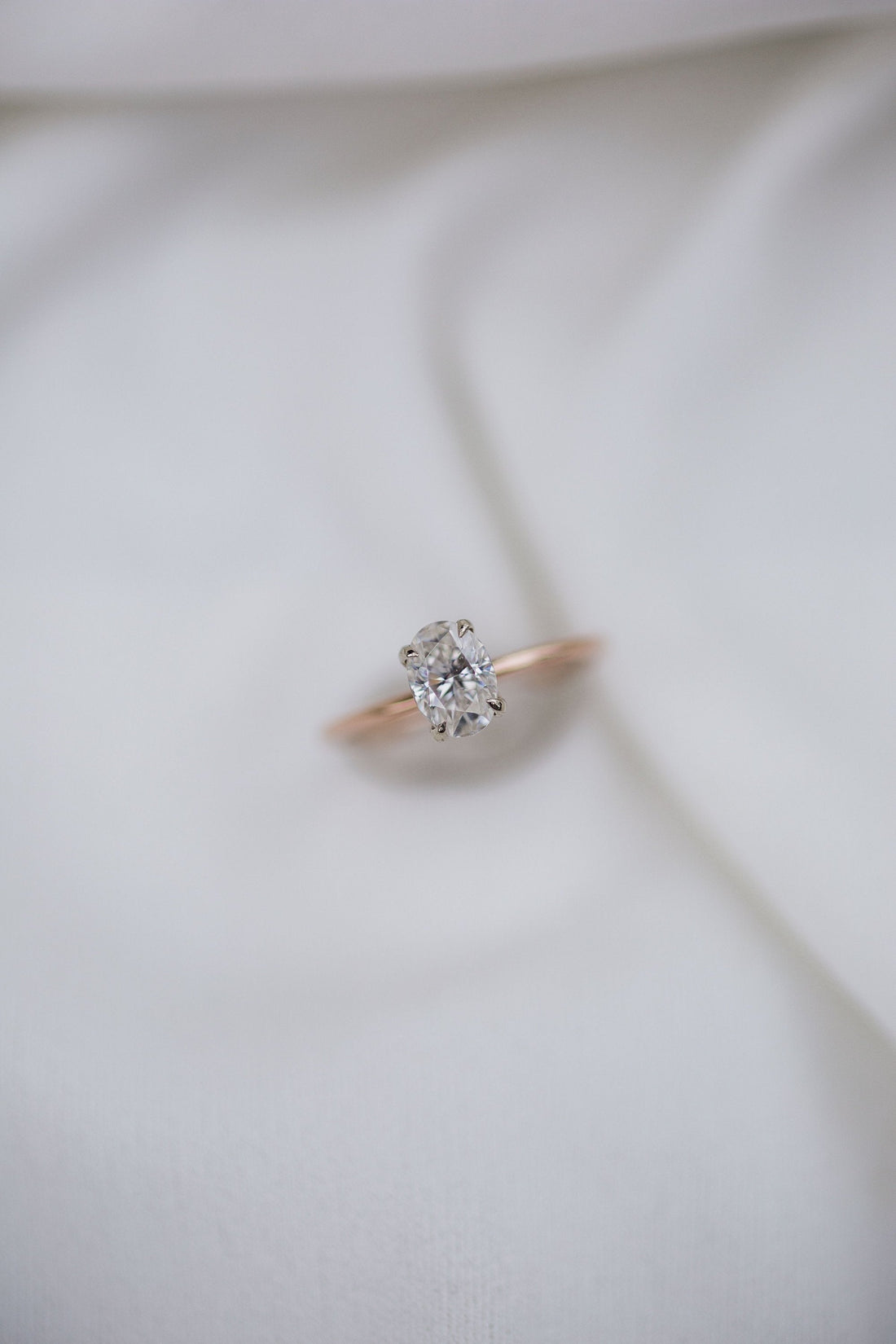 1.33CT Oval Hidden Halo 4 Prong Moissanite Engagement Ring