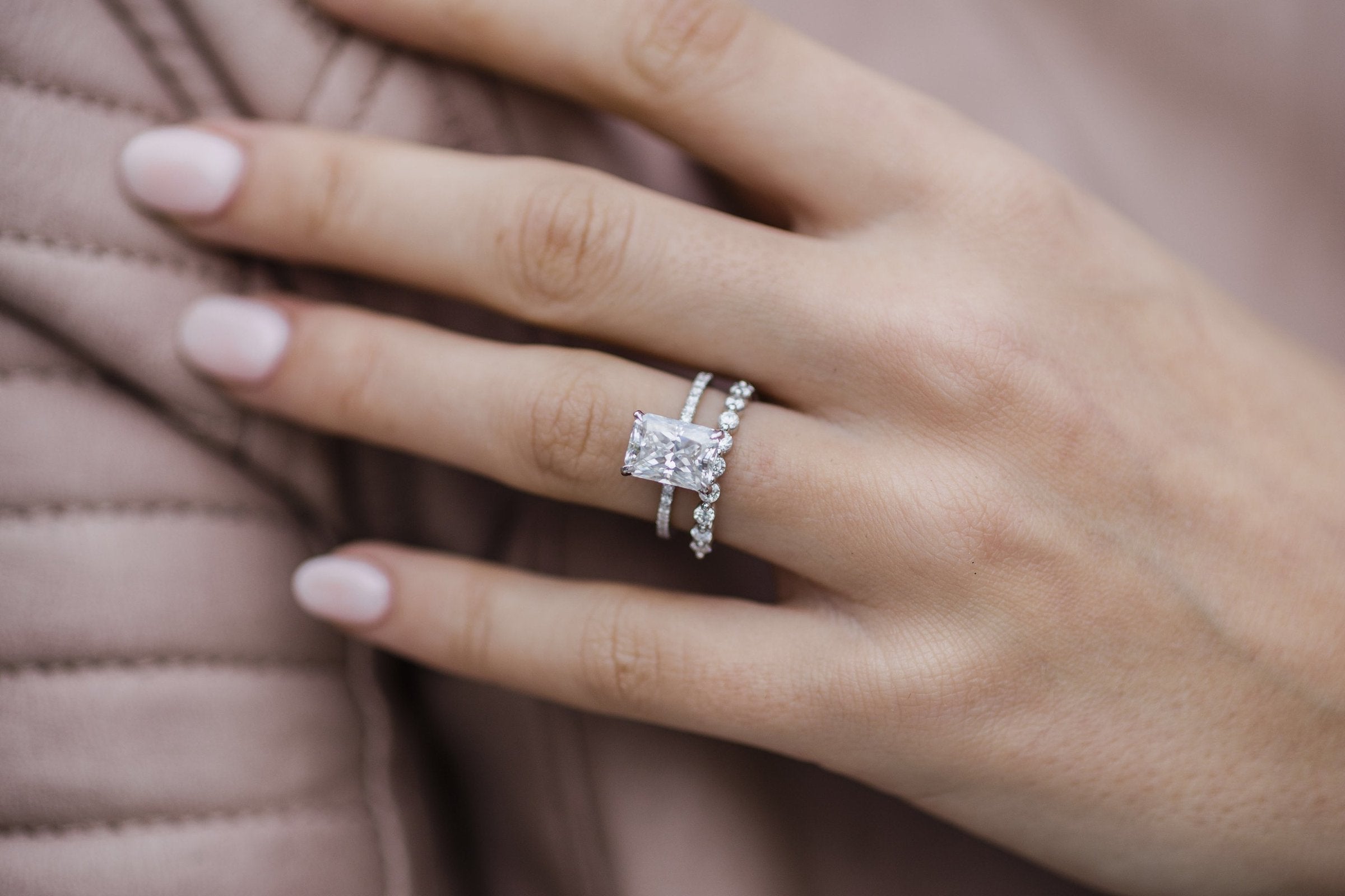 2.70CT Radiant Moissanite Hidden Halo Pave Setting Engagement Ring