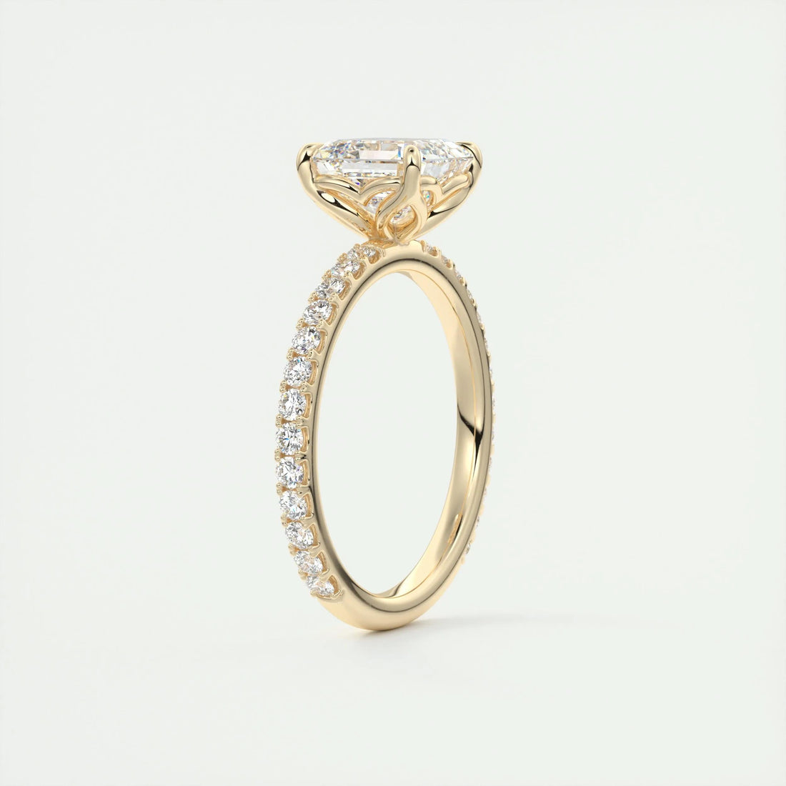 2.0 Ct Asscher  Pavé Moissanite  Diamond  Engagement Ring