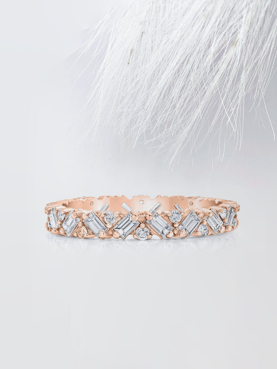 Baguette & Round Cut Moissanite Cluster Diamond Wedding Band