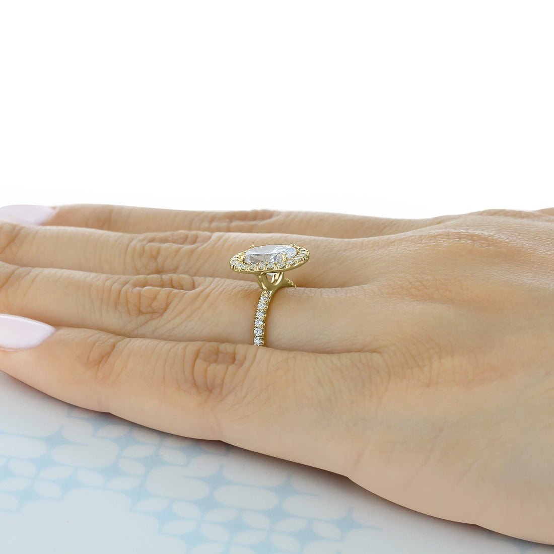 1.33ct Oval Cut Moissanite Halo Engagement Ring